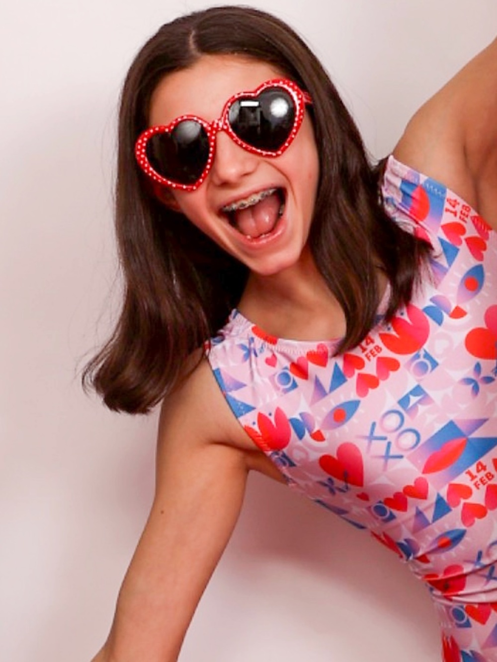 Foxy's Leotards Valentines Leotard Girls size 12 Like new, no tag.